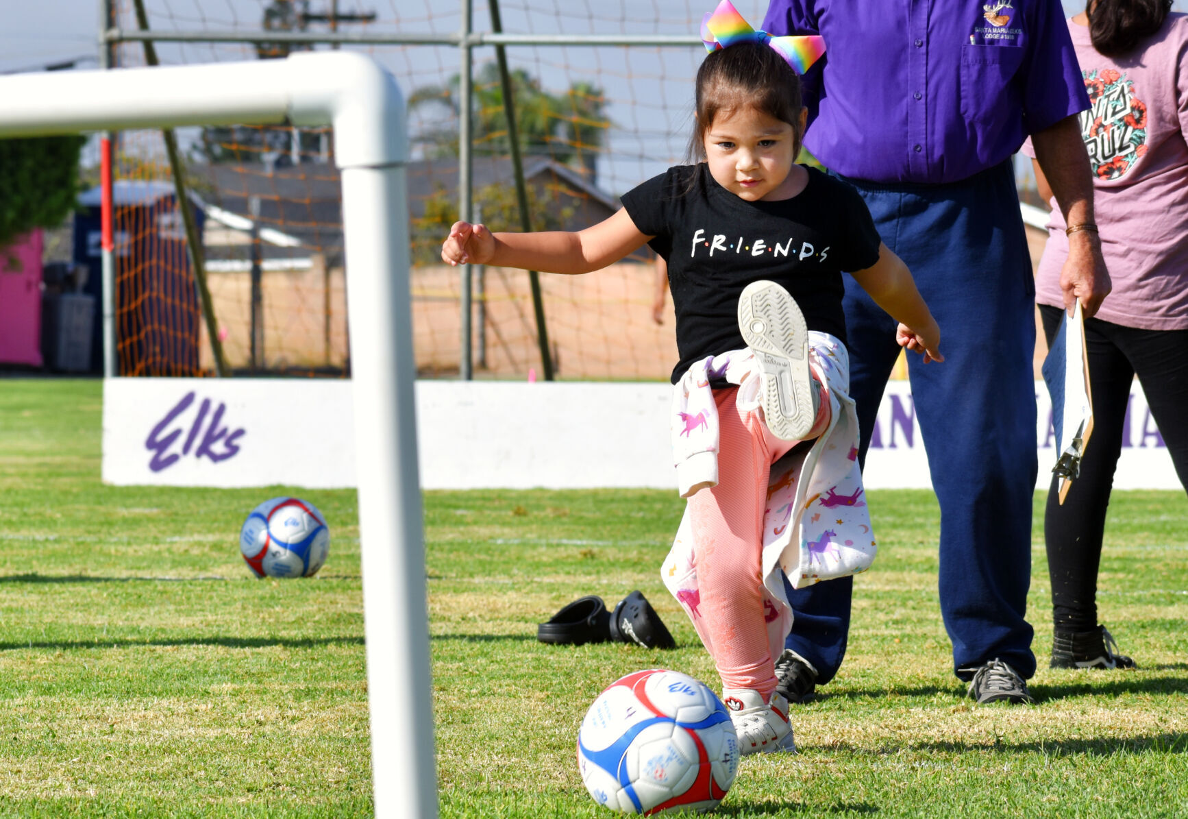 Addy Martinez 4, participates at the Santa Maria Elks Soccer Shootout Saturday morning.